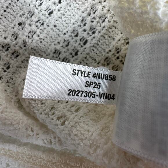 Madewell Crochet-Knit V-Neck Sweater Tee XS Vintage Ivory Short Sleeve Pullover - Picture 8 of 9